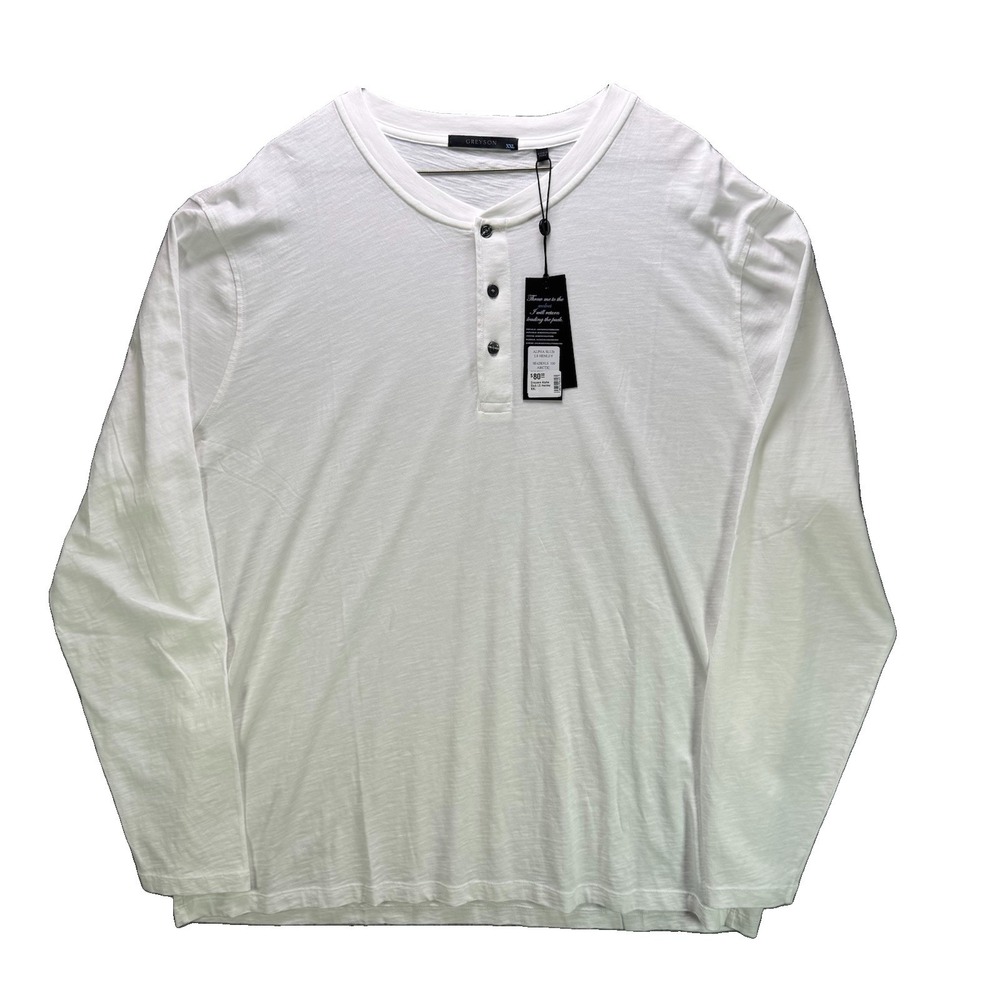 Greyson Henley Shirt Mens 2XL White Arctic Golf Long Sleeve Cotton Casual NWT